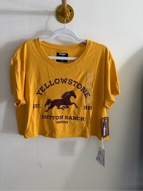 Wrangler Yellowstone Mustard Yellow Graphic Crop Tee